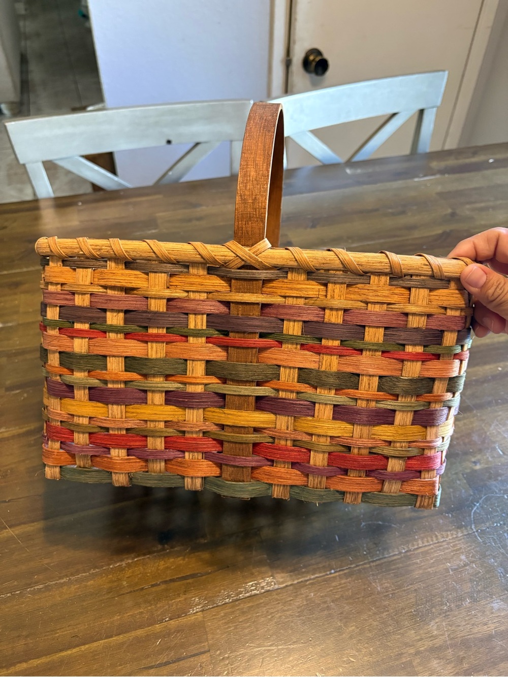 Vintage Multi Color Woven Basket Grandma Cottage Cottagecore Granny Picnic